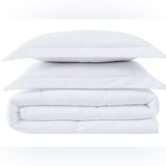 Three piece white antimicrobial odor control comforter set.  From Home Depot - Picture 3 of 7